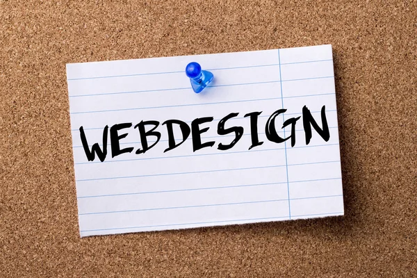 Webdesign - papier firmowy bilbordu przypięte na tablicy ogłoszeń — Zdjęcie stockowe