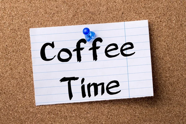Coffee Time - teared note paper  pinned on bulletin board — Stock Photo, Image