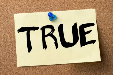 TRUE - yapışkanlı etiket bulletin board tutturulmuş