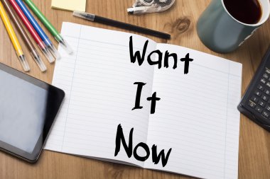 Şimdi kazanmak - ister metin içeren not defteri