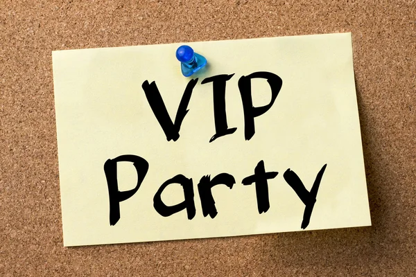 VIP Party - adhesive label pinned on bulletin board — Stock Photo, Image