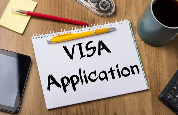 De toepassing van het visum - notitie Pad met tekst — Stockfoto