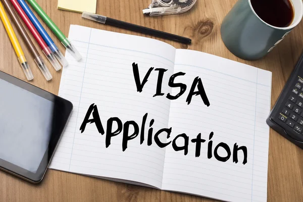 De toepassing van het visum - notitie Pad met tekst — Stockfoto