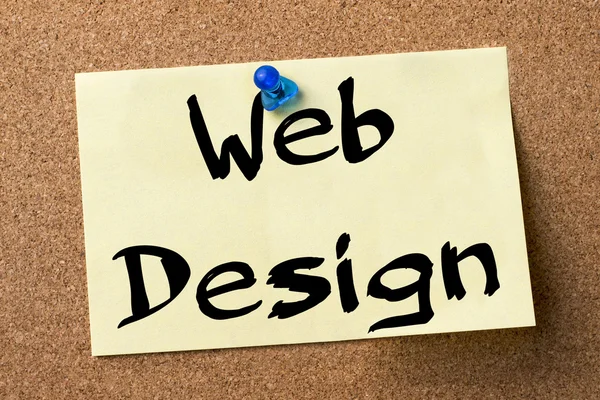 Diseño Web - etiqueta adhesiva fijada en el tablón de anuncios — Foto de Stock