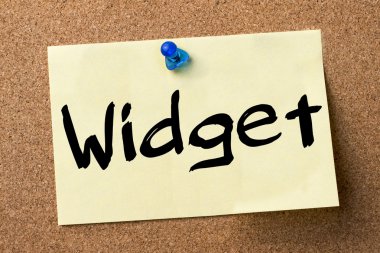 Widget - yapışkanlı etiket bulletin board tutturulmuş.