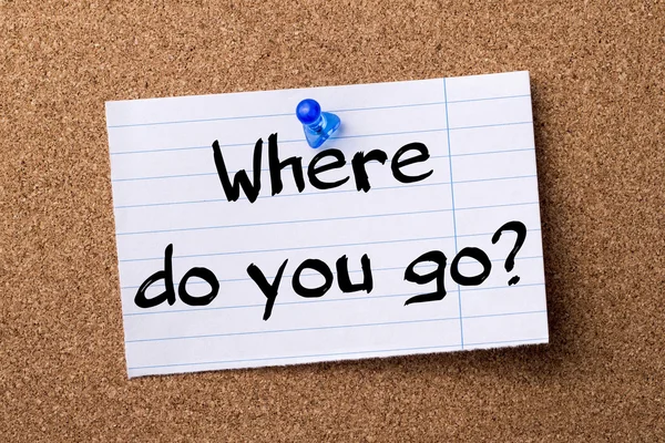 Where do you go? - teared note paper pinned on bulletin board Royalty Free Stock Images