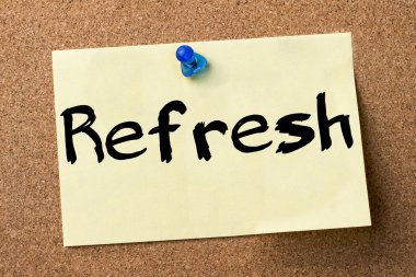 Yenileme - yapışkanlı etiket bulletin board tutturulmuş.