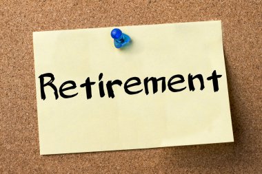 Emeklilik - yapışkanlı etiket bulletin board tutturulmuş