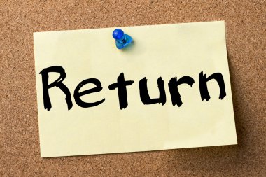 Dönüş - yapışkanlı etiket bulletin board tutturulmuş