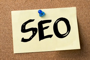 SEO - yapışkanlı etiket bulletin board tutturulmuş.