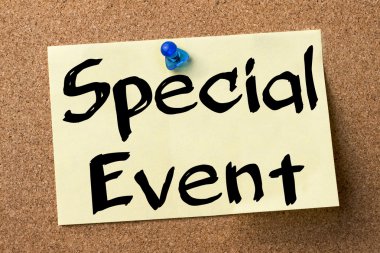 Özel olay - yapışkanlı etiket bulletin board tutturulmuş.