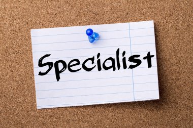 Uzman - kalçası not kağıdı bulletin board tutturulmuş.