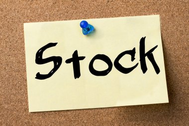 Stok - yapışkanlı etiket bulletin board tutturulmuş.