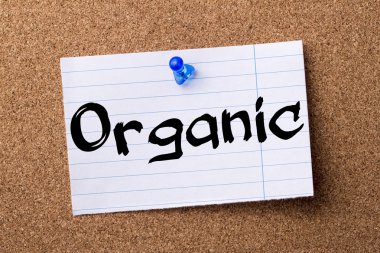 Organik - ilan panosu üzerinde pinned kalçası not kağıdı