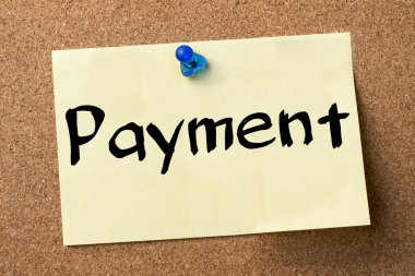 Ödeme - yapışkanlı etiket bulletin board tutturulmuş.