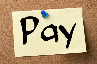 Ödeme - yapışkanlı etiket bulletin board tutturulmuş.