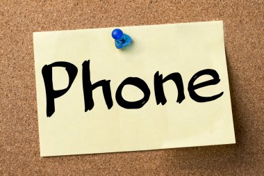Telefon - yapışkanlı etiket bulletin board tutturulmuş