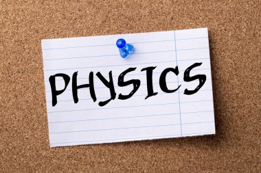 Fizik - kalçası not kağıdı bulletin board tutturulmuş.