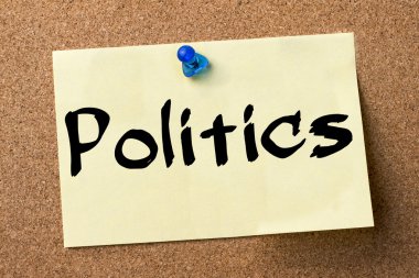 Siyaset - yapışkanlı etiket bulletin board tutturulmuş.