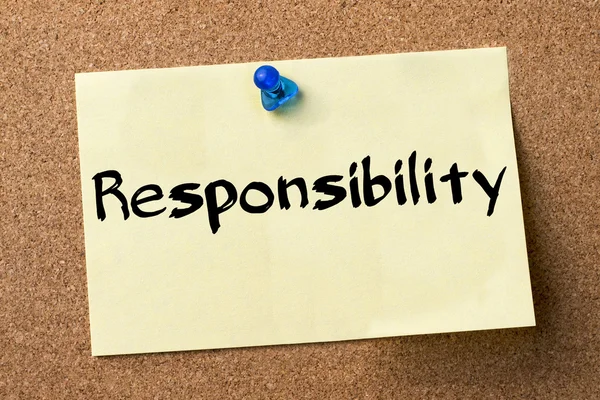 Odpowiedzialność - nalepka przypięte na tablicy ogłoszeń — Zdjęcie stockowe