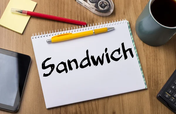 Sandwich - skrypt dłużny podkładka z tekstem — Zdjęcie stockowe