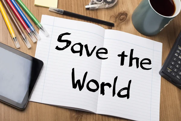 Save the World - merk op Pad met tekst — Stockfoto