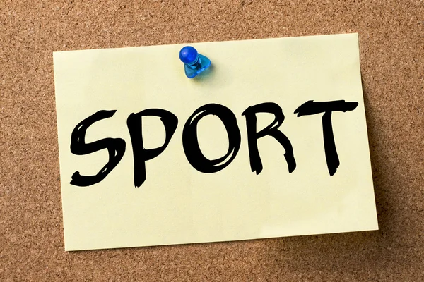 Sport - självhäftande etikett fäst på anslagstavla — Stockfoto