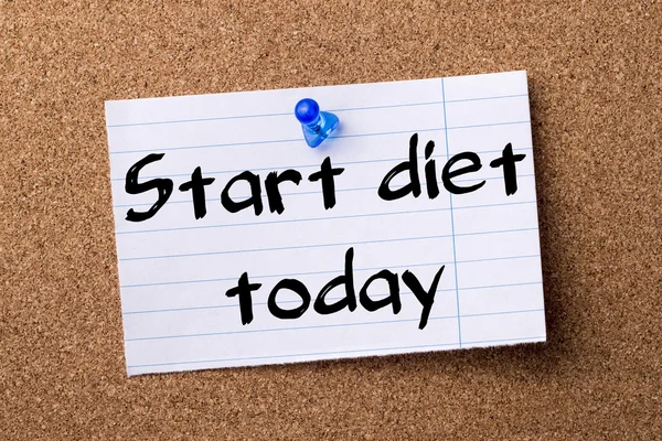 Start diet today - teared note paper pinned on bulletin board — Stock Photo, Image