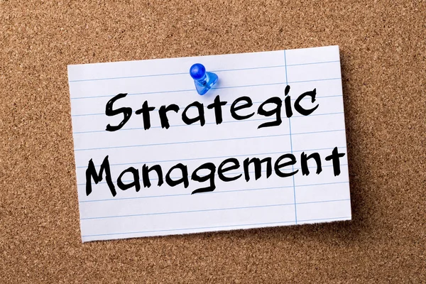 Strategisk Management - teared Obs papper fästs på bulletin vildsvin — Stockfoto
