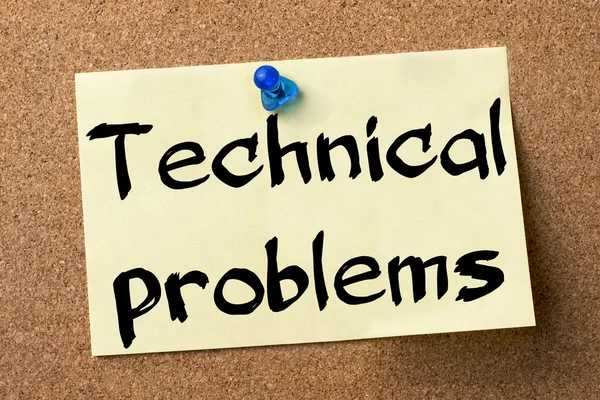 Technical problems - adhesive label pinned on bulletin board — Stock Photo, Image
