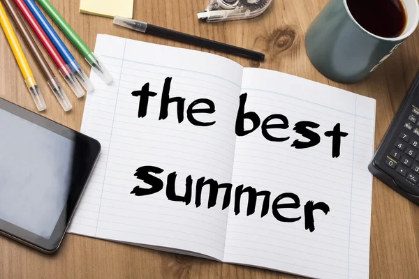 O melhor verão - Almofada de notas com texto — Fotografia de Stock