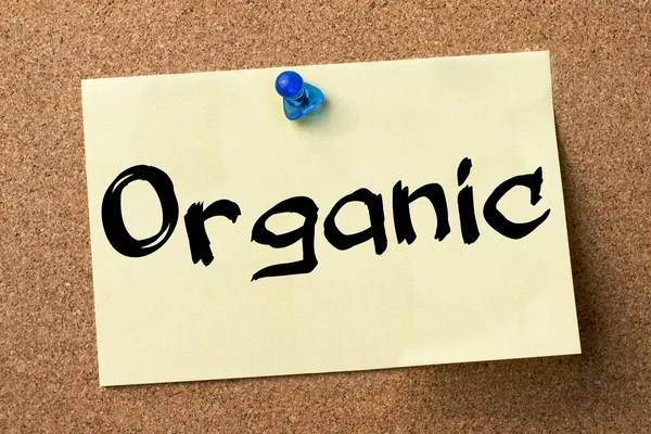 Organic - etiqueta adesiva fixada no quadro de avisos — Fotografia de Stock