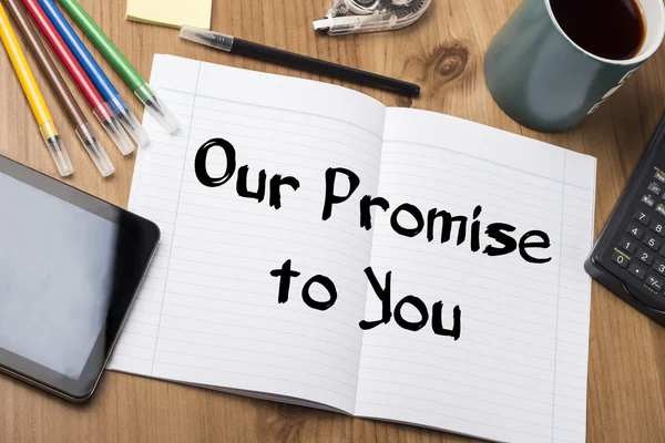 Nossa promessa para você - Almofada de notas com texto — Fotografia de Stock