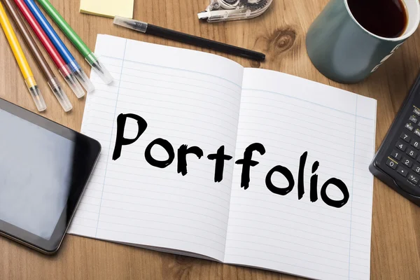 Portafolio - Bloc de notas con texto — Foto de Stock