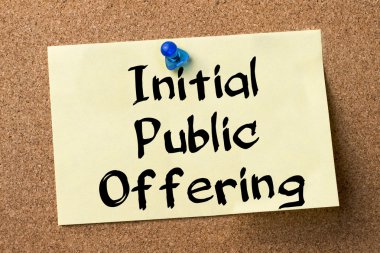 Halka arz - yapışkanlı etiket Bülteni domuz üzerinde sabitlenmiş.