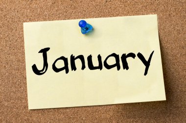 Ocak - yapışkanlı etiket bulletin board tutturulmuş.