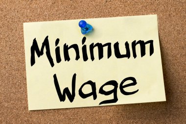 Asgari ücret - yapışkanlı etiket bulletin board tutturulmuş.