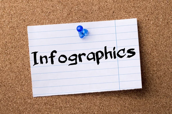 Infographics - teared note paper pinned on bulletin board — Stock Photo, Image