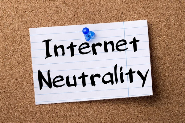 Internet Neutrality - teared note paper pinned on bulletin board — Stock Photo, Image