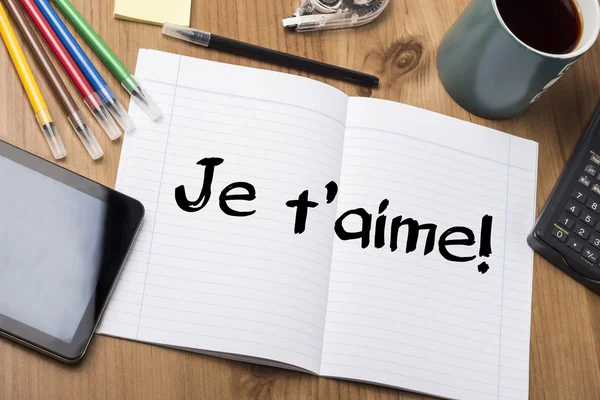 Je t'aime! - Note Pad With Text — Stock Photo, Image