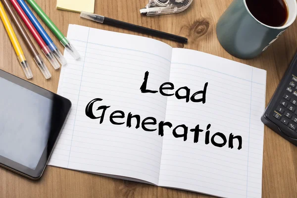 Lead Generation - Uwaga Pad z tekstem — Zdjęcie stockowe