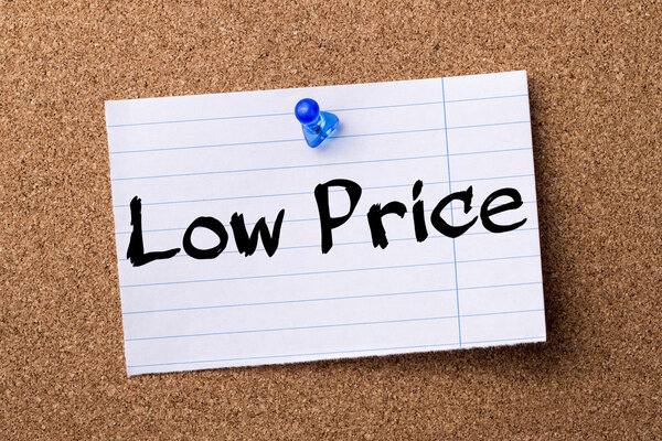 Low Price - teared note paper pinned on bulletin board