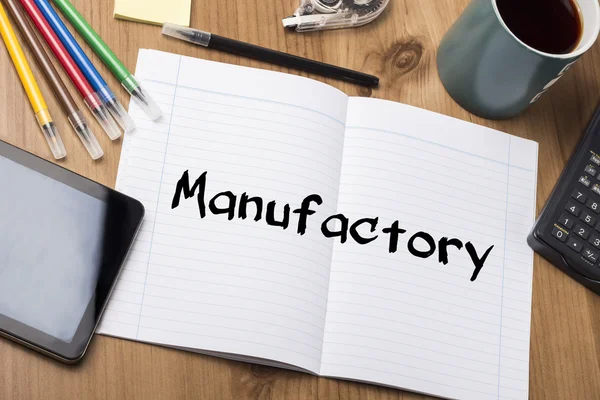 Manufactura - Bloc de notas con texto — Foto de Stock