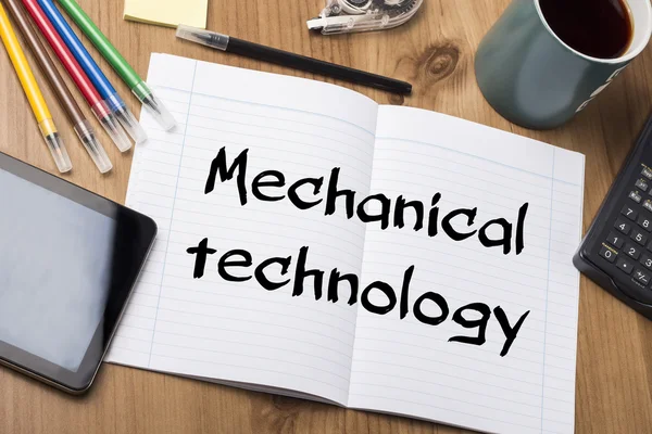 Механическая технология - блокнот с текстом — стоковое фото