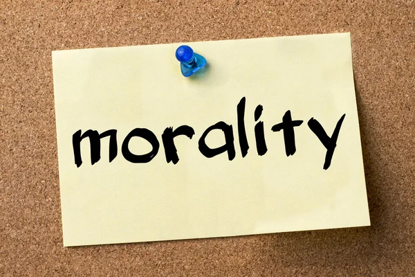 morality - adhesive label pinned on bulletin board