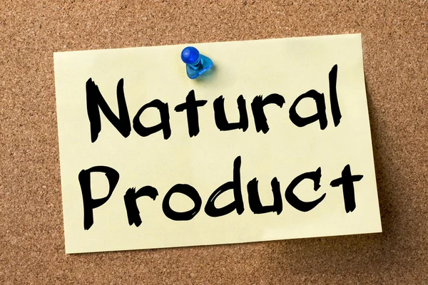 Produto natural - etiqueta adesiva fixada no quadro de avisos — Fotografia de Stock