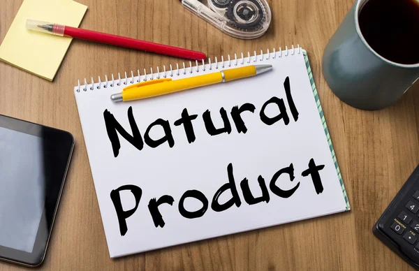 Naturalny produkt - skrypt dłużny podkładka z tekstem — Zdjęcie stockowe