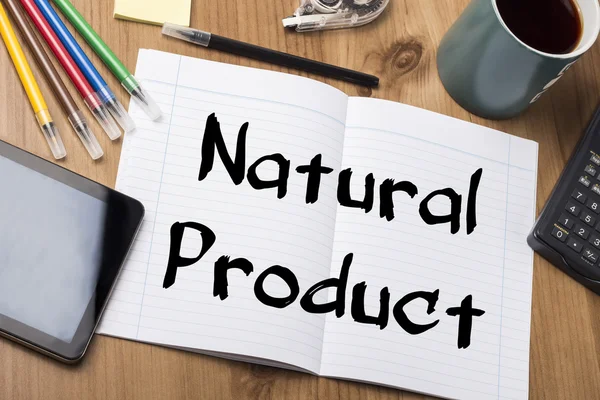 Naturprodukt - Notizblock mit Text — Stockfoto