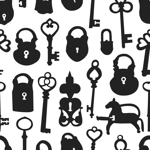 Seamless pattern with padlocks and keys — Stock Vector