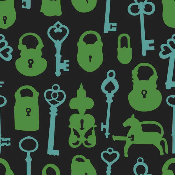 Naadloze patroon met hangsloten en sleutels — Stockvector